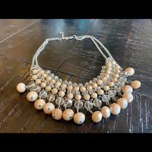 Silver Beaded Bib Necklace